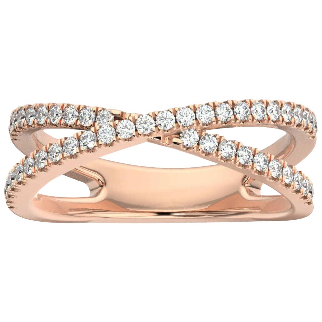 18 Karat Rose Gold Heather 2 Rows Interweave Diamond Ring '1/3 Carat'