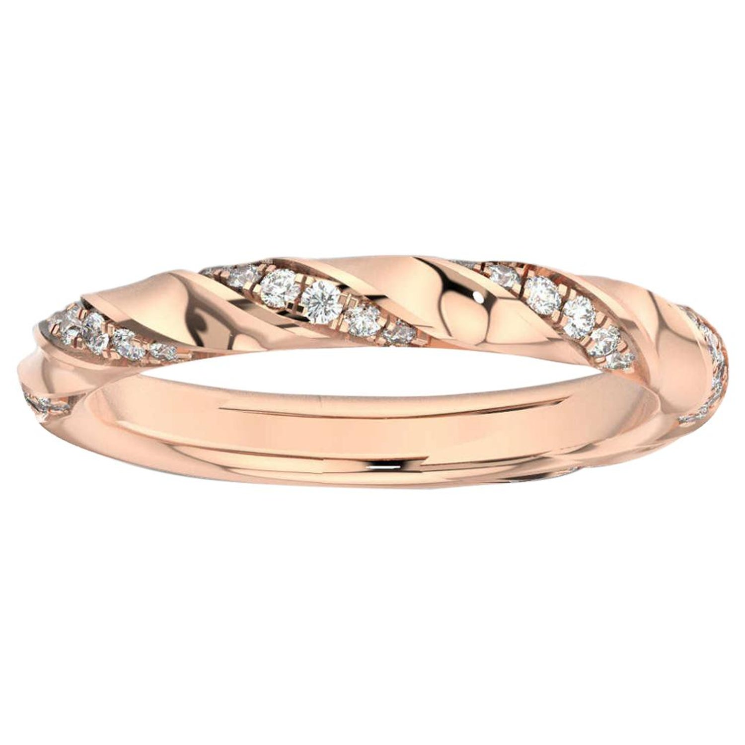 14 Karat Rose Gold Holly Twist Pave Diamond Ring '1/4 Carat' For Sale at  1stDibs