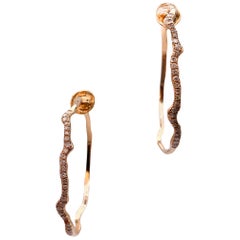 18 Karat Rose Gold Hoops Earrings with Diamonds