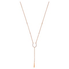 18 Karat Rose Gold Horseshoe Drop Diamond Necklace '1/10 Carat'