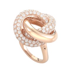 18 Karat Rose Gold Knotted Diamond Ring