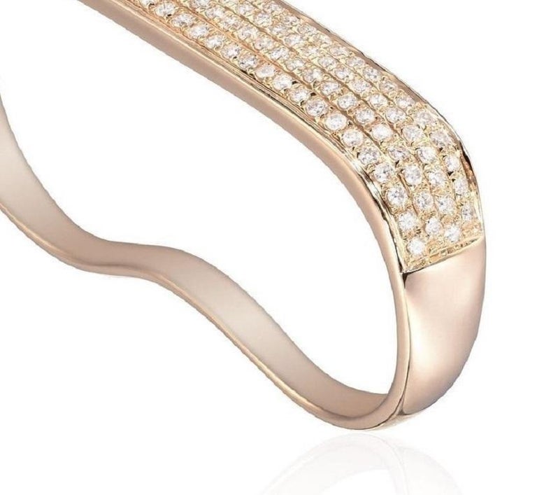 18 Karat Rose Gold Lana Flat Diamond 2-Fingers Ring For Sale at 1stDibs