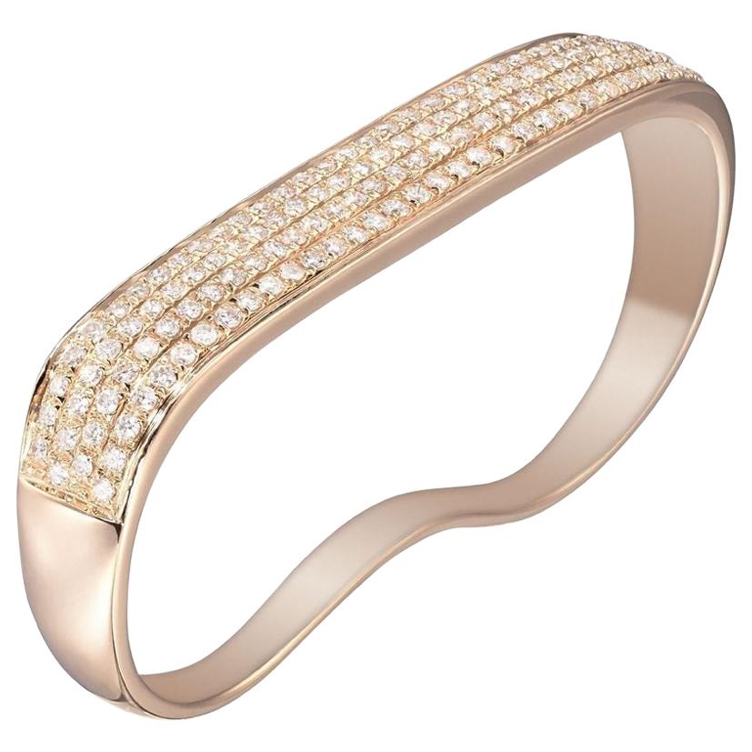 18 Karat Rose Gold Lana Flat Diamond 2-Fingers Ring For Sale