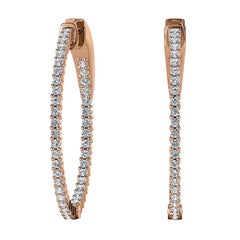 18 Karat Rose Gold Large Hoop Insideout Diamond Earrings '1 1/10 Carat'