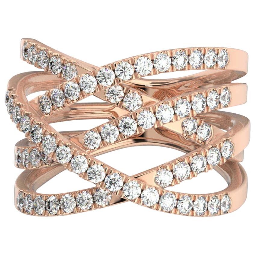 18 Karat Rose Gold Laval Fashion Diamond Ring '1.00 Carat' For Sale