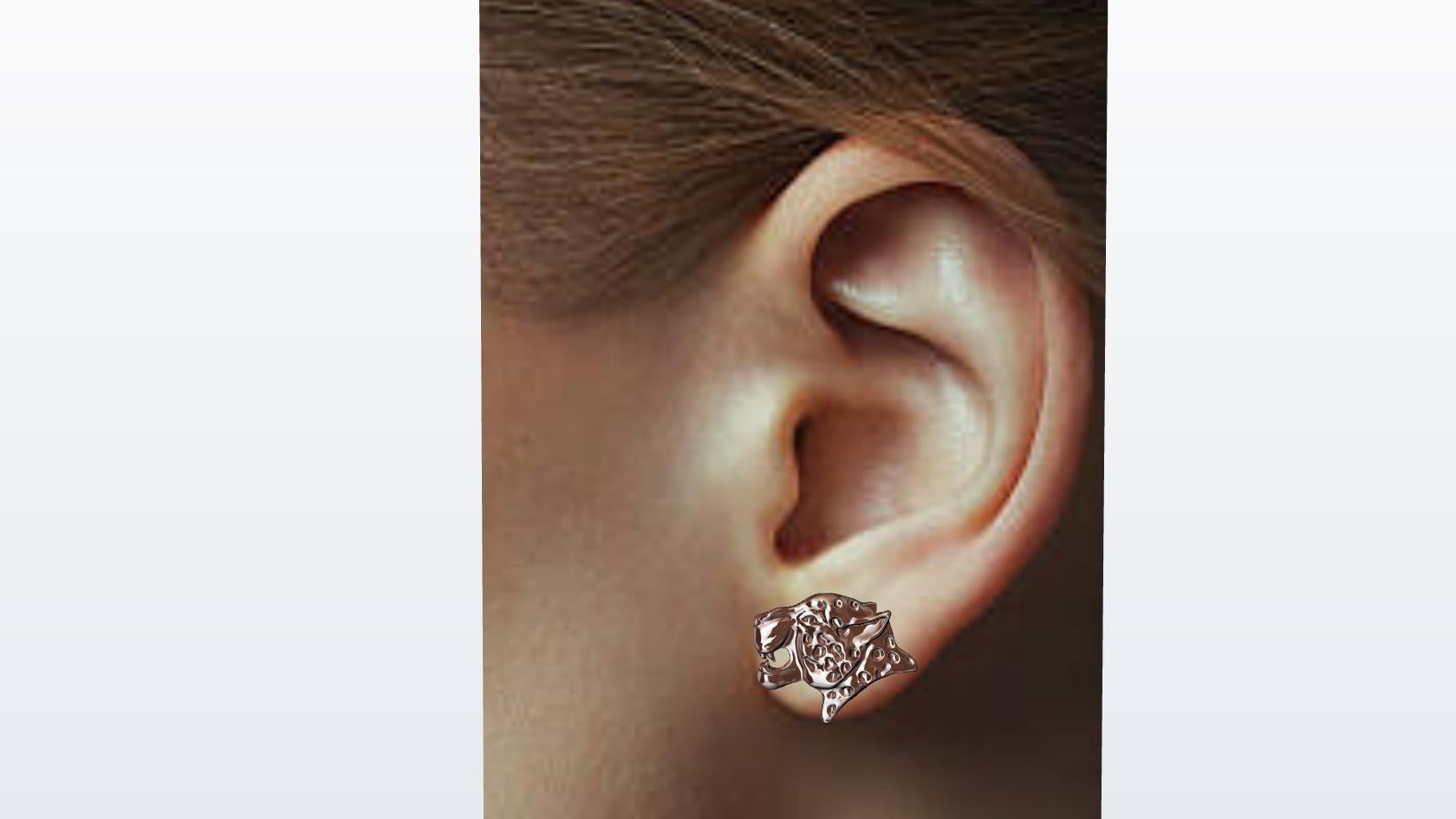 18 Karat Rose Gold Leopard stud earrings, Tiffany designer Thomas Kurilla went back to the archives in the collection of metal stampings  The leopard, one of the fastest land animals. Beautiful spots ,elegant in its movement.  I can't let good