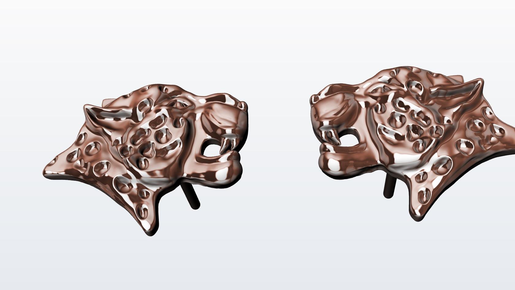 18 Karat Rose Gold Leopard Stud Earrings For Sale 3