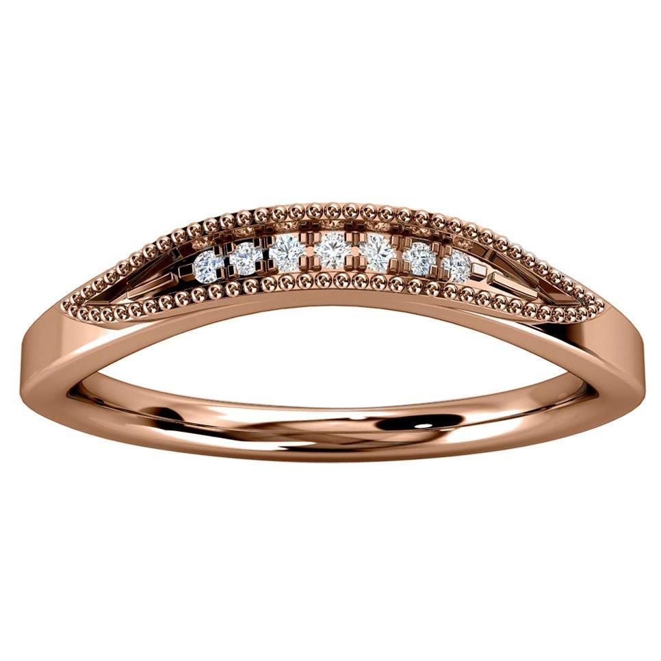 For Sale:  18 Karat Rose Gold Lille Curved Milgrain Diamond Ring