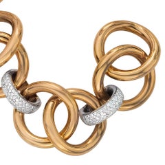 Bracciale A Link in oro rosa 18 carati con sezioni di diamanti da 3,65 carati