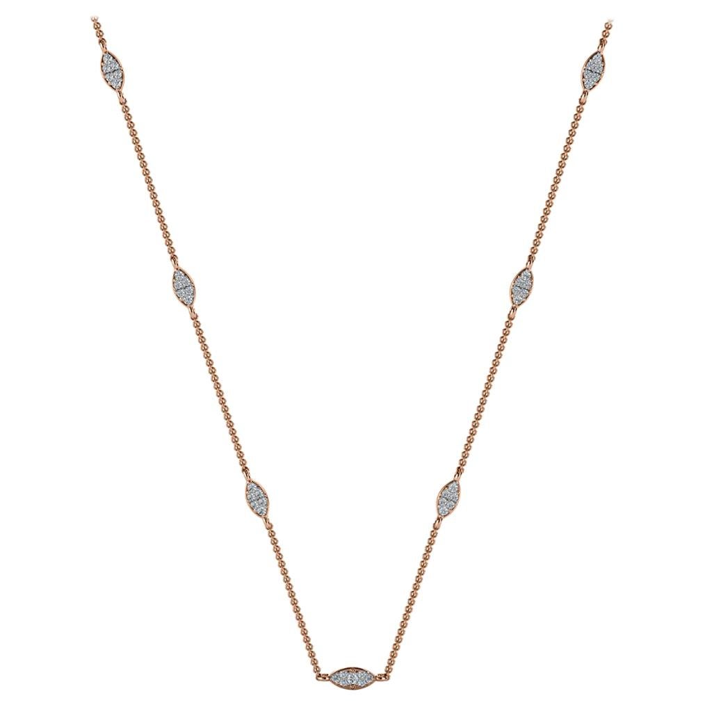 18 Karat Rose Gold Marquise Diamond Necklace '1/3 Carat' For Sale