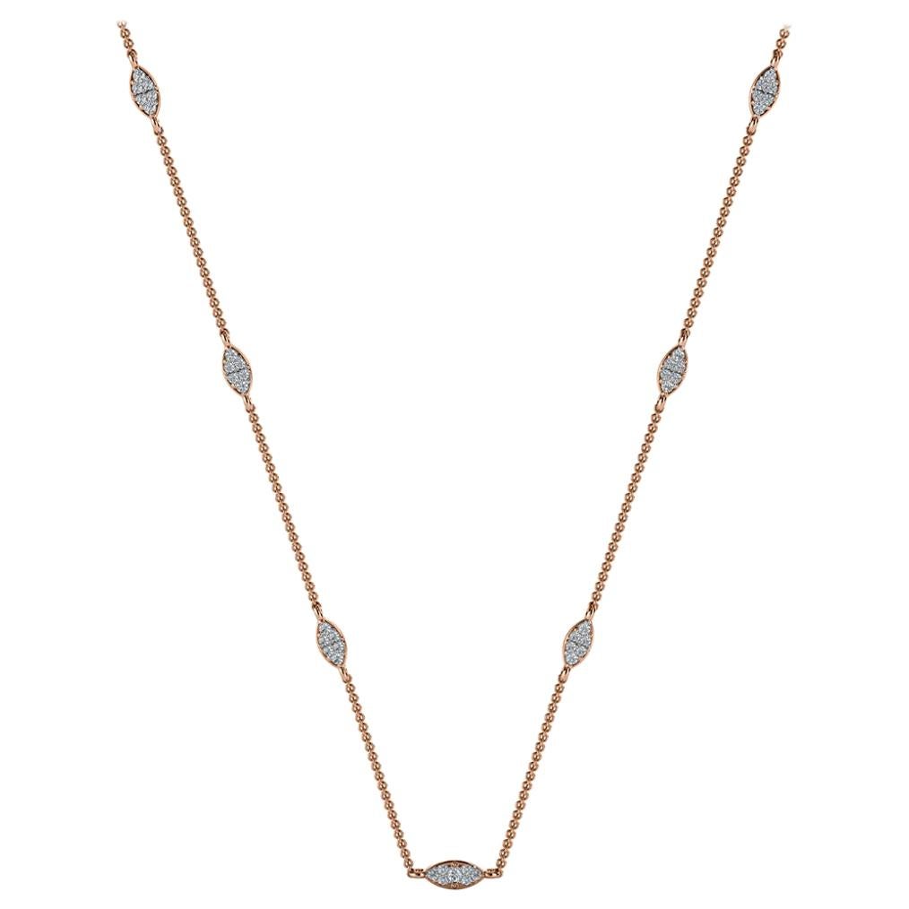 18 Karat Rose Gold Marquise Diamond Necklace '1/3 Carat'