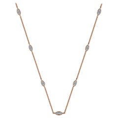 18 Karat Rose Gold Marquise Diamond Necklace '1/3 Carat'