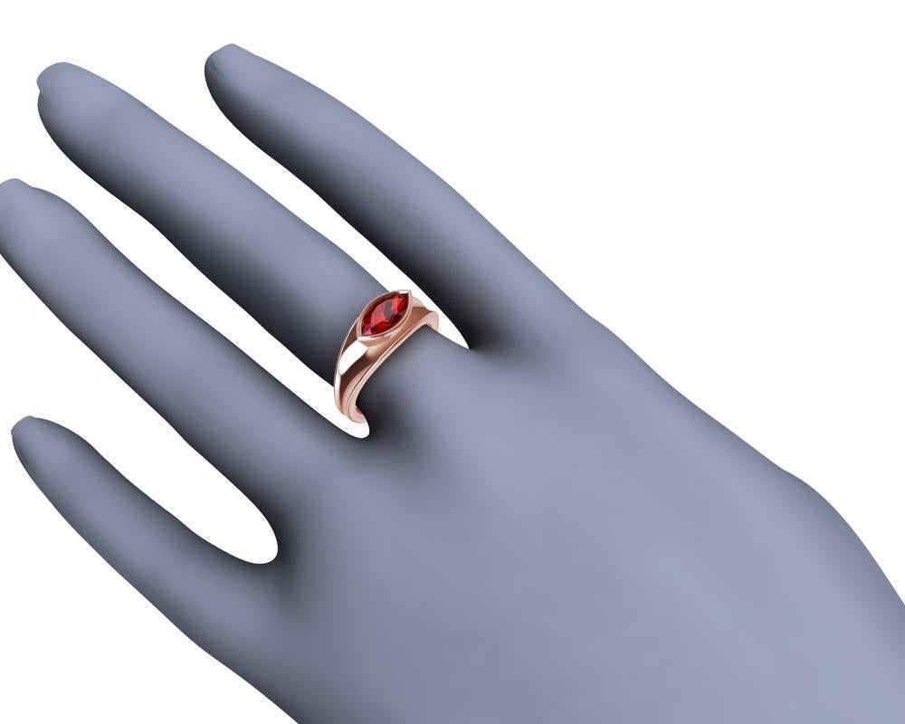 For Sale:  18 Karat Rose Gold Marquise Ruby 1.01 Carat Sculpture Ring 11