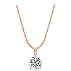18 Karat Rose Gold Martini 3 Prongs Natural Diamond Pendant '3/4 Carat'