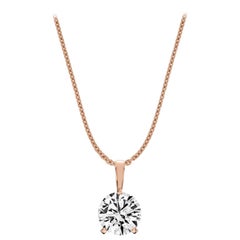 18 Karat Rose Gold Martini 3 Prongs Natural Diamond Pendant '3/4 Carat'