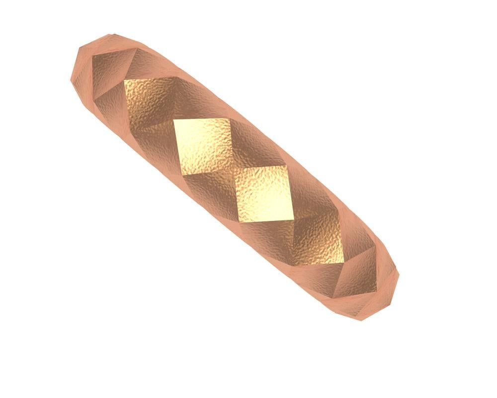 En vente :  Alliance en or rose 18 carats mat pour hommes en forme de losange 5