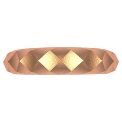 18 Karat Rose Gold Matte Mens Rhombus Wedding Band