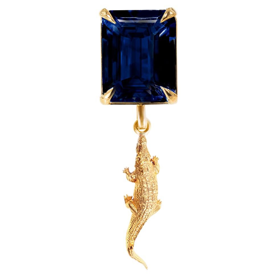 Eighteen Karat Rose Gold Mesopotamia Contemporary Brooch with Blue Sapphire