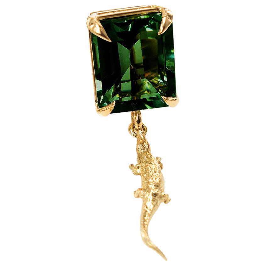 18 Karat Rose Gold Mesopotamia Contemporary Brooch with Chrome Diopside