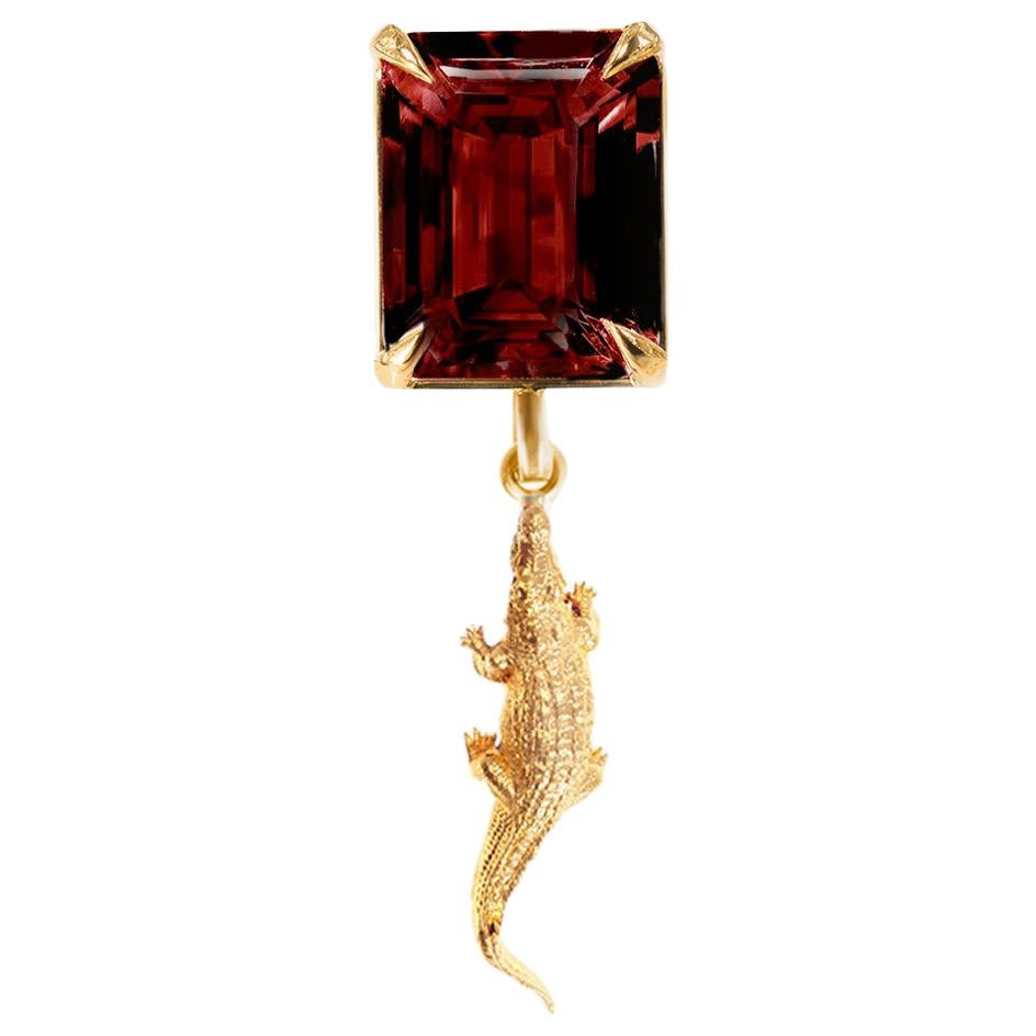 Rose Gold Mesopotamia Contemporary Pendant Necklace with Rhodolite For Sale