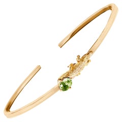 18 Karat Rose Gold Mesopotamian Bracelet with Green Sapphire