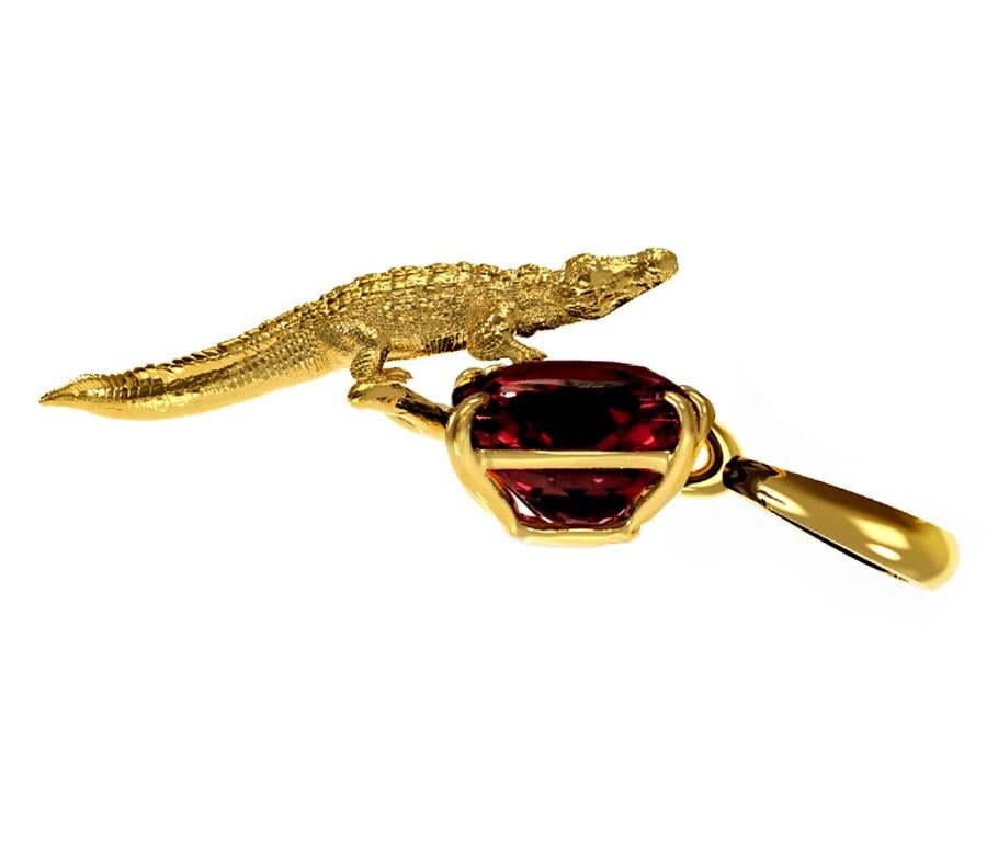 Collier à pendentif mésopotamien en or rose 18 carats avec tourmaline rose en vente 5