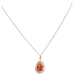 18 Karat Rose Gold Mexican Fire Opal Garavelli Pendant with Chain