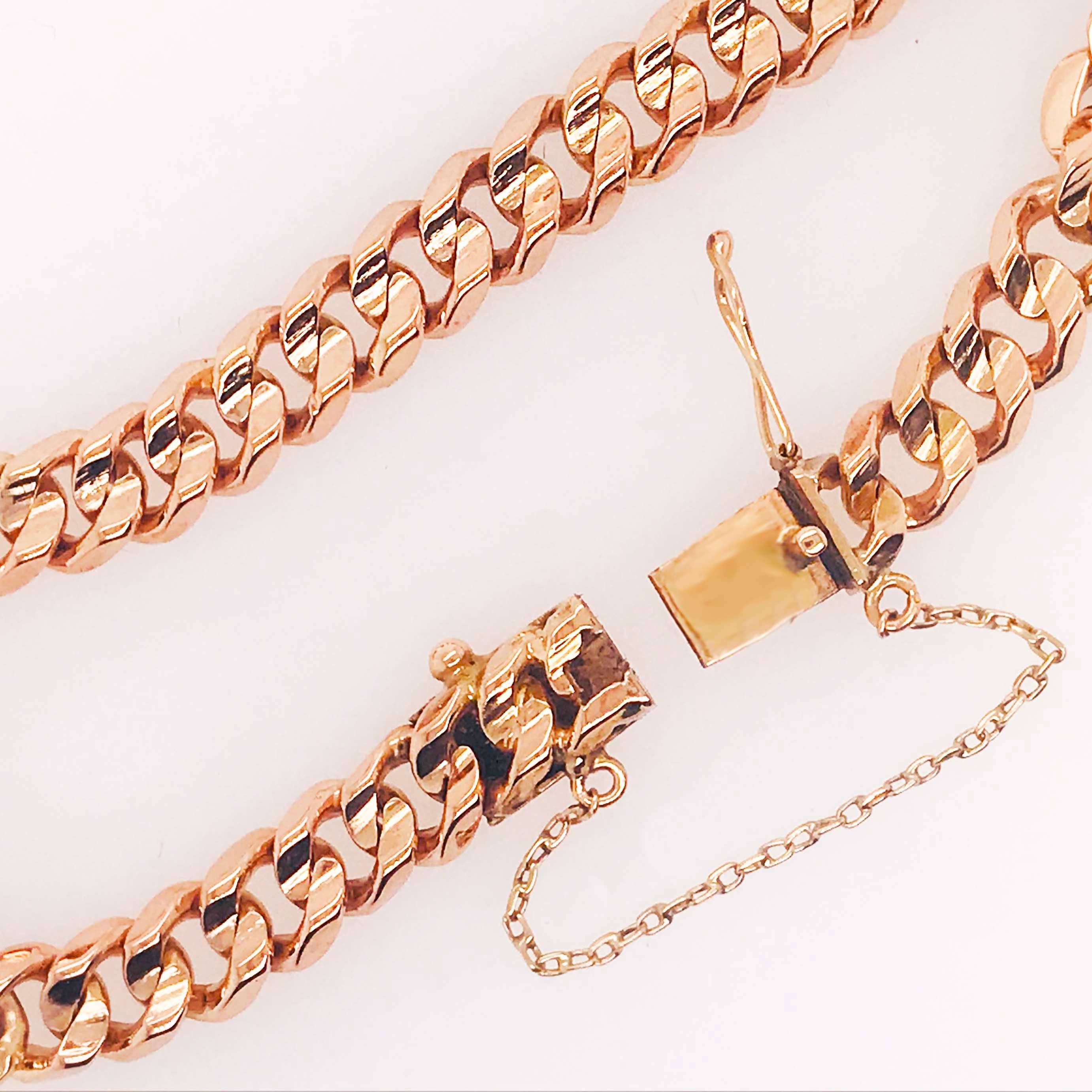 18 Karat Rose Gold Miami Cuban Chain Bracelet, Solid 18 Karat Gold Link Bracelet 2