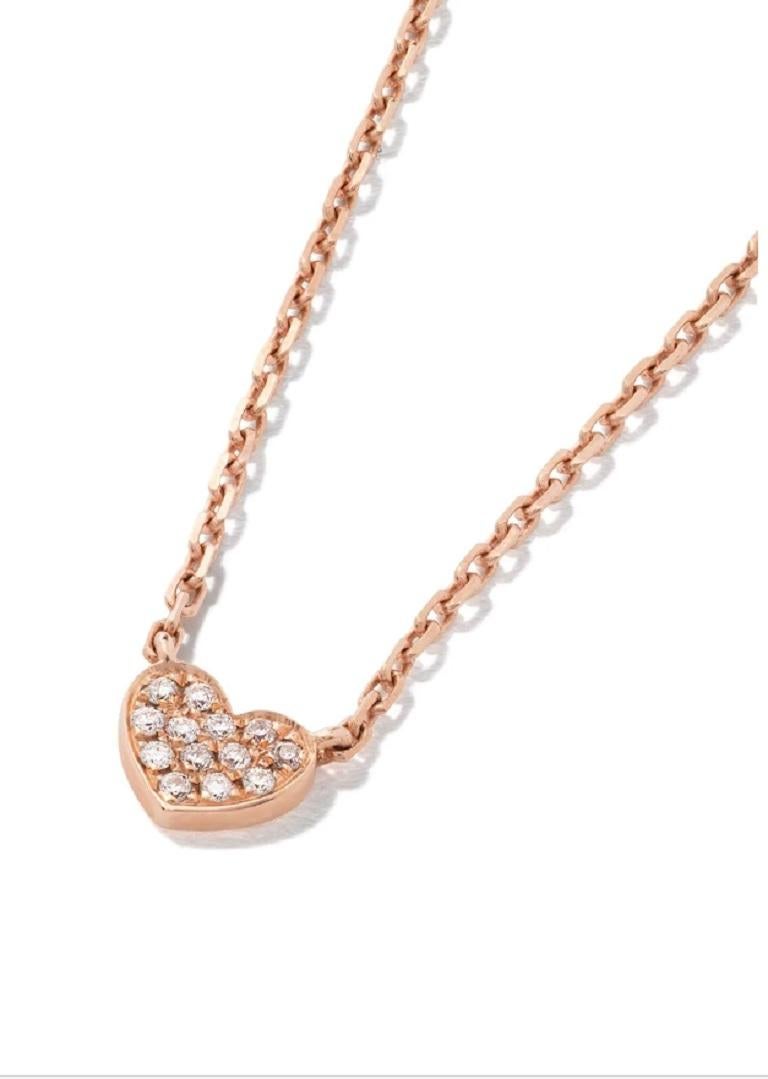 Round Cut 18 Karat Rose Gold Miami Heart White Diamond Necklace For Sale