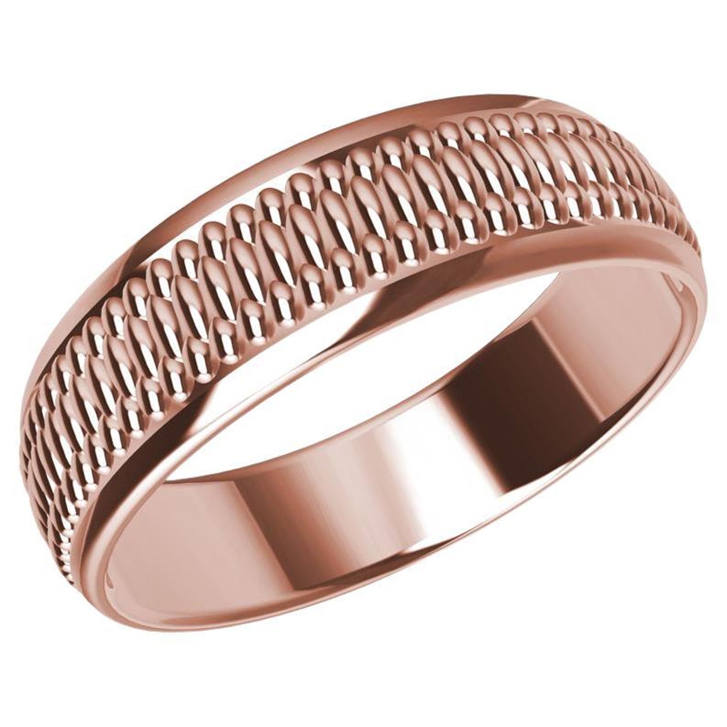 Modern Chiseled Braided Wedding Ring in 18 Karat Rose Gold for sale at  Pamono
