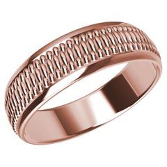 Alianza de Boda Unisex Pulida Milgrain de Oro Rosa de 18 Kilates