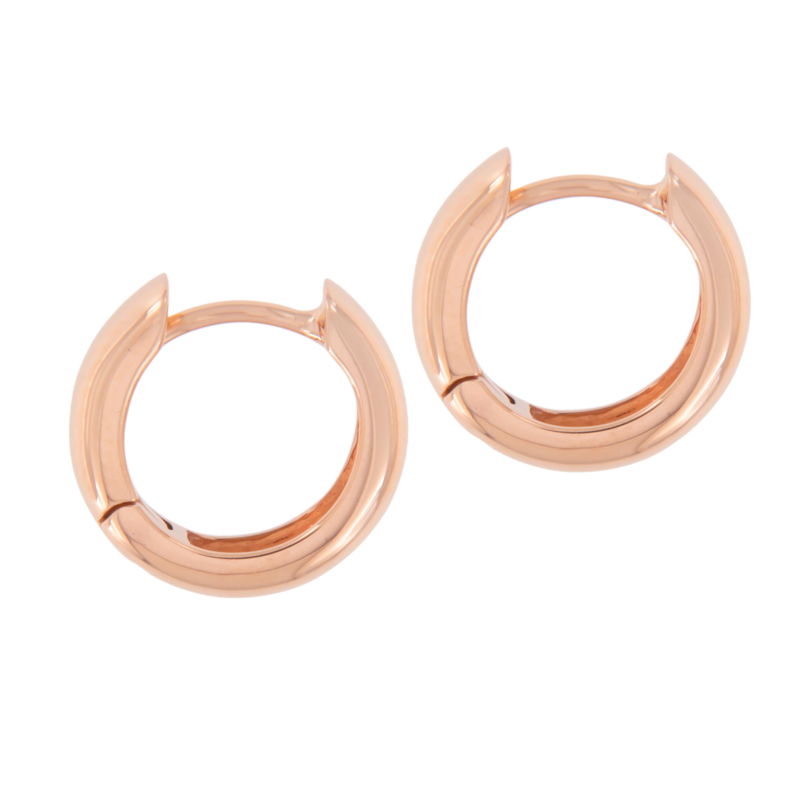These are the perfect everyday earrings! Made from 18 karat rose gold in the MOST comfortable huggy style with no posts to poke your neck while on the phone or sleeping. They look great on your earlobes with jeans and a t-shirt or office wear.  You