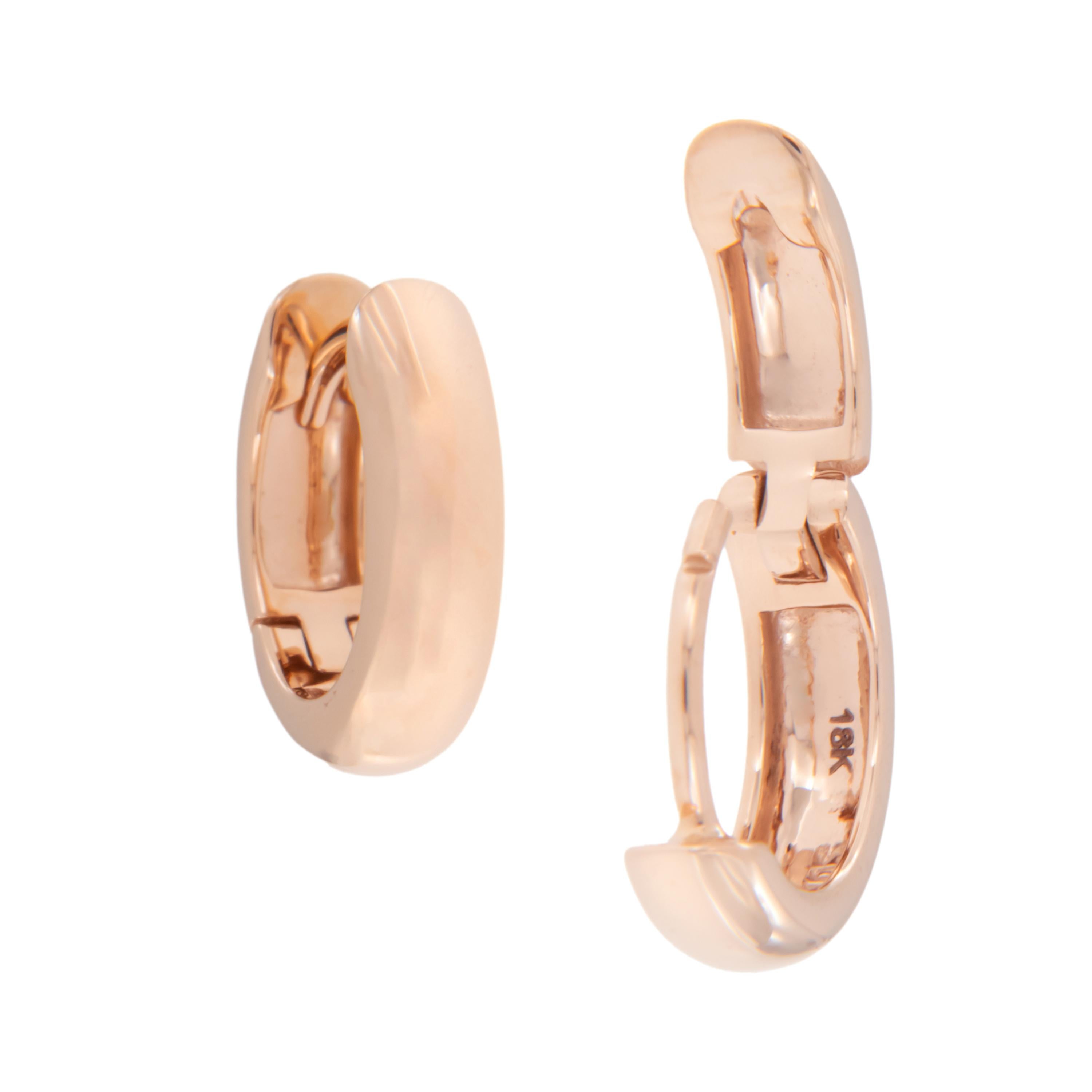 18 Karat Rose Gold Mini Huggie Hoop Earrings In New Condition For Sale In Troy, MI