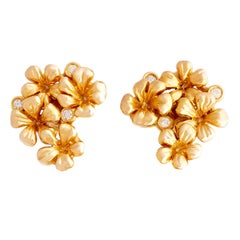 Eighteen Karat Rose Gold Modern Clip-On Earrings by the Artist with Diamonds