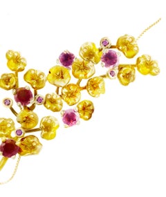 Eighteen Karat Rose Gold Mughal Style Artisan Necklace with Rubies