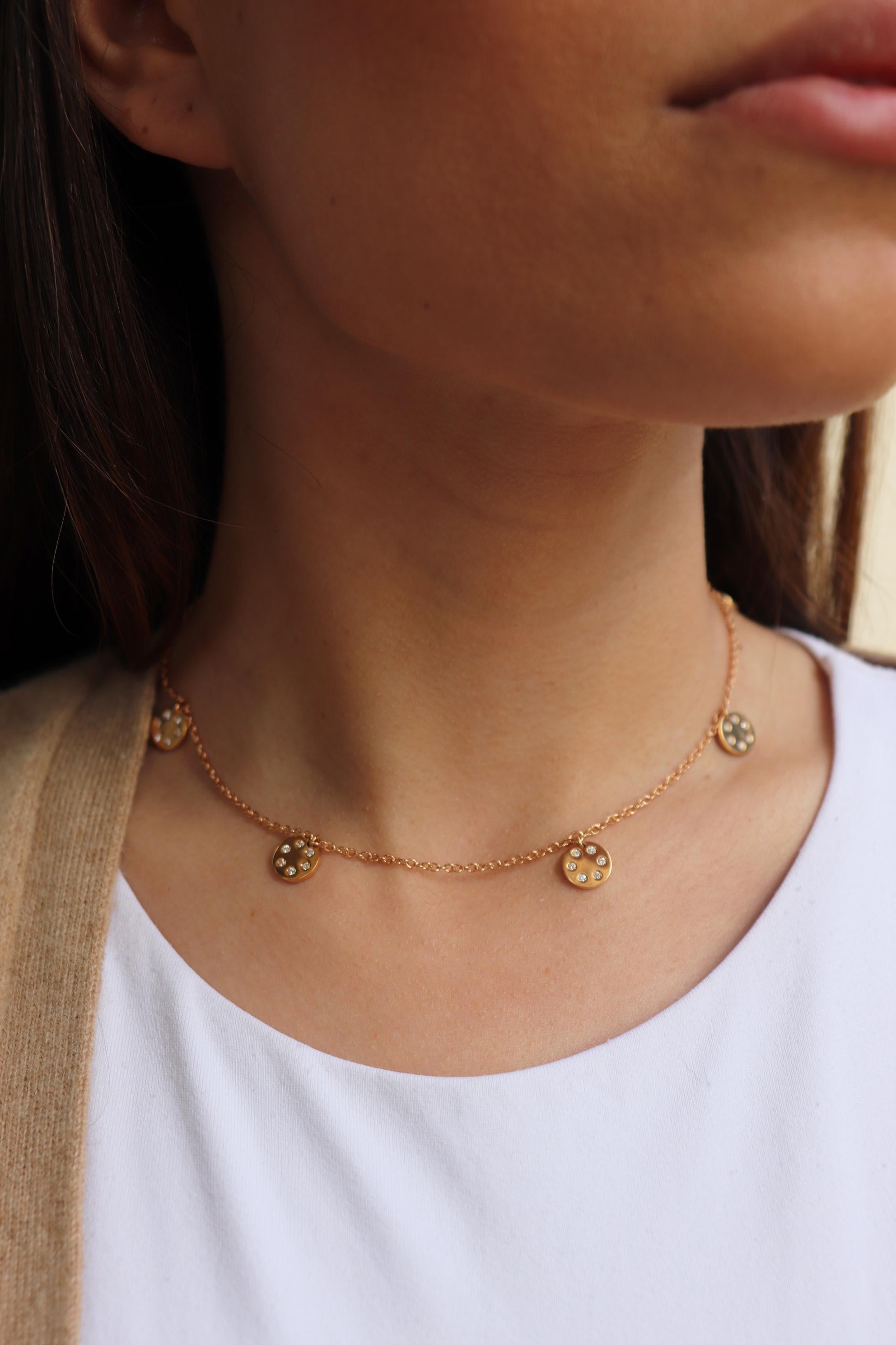 18 Karat Rose Gold Multi Charm Diamond Necklace In New Condition For Sale In Monte-Carlo, MC