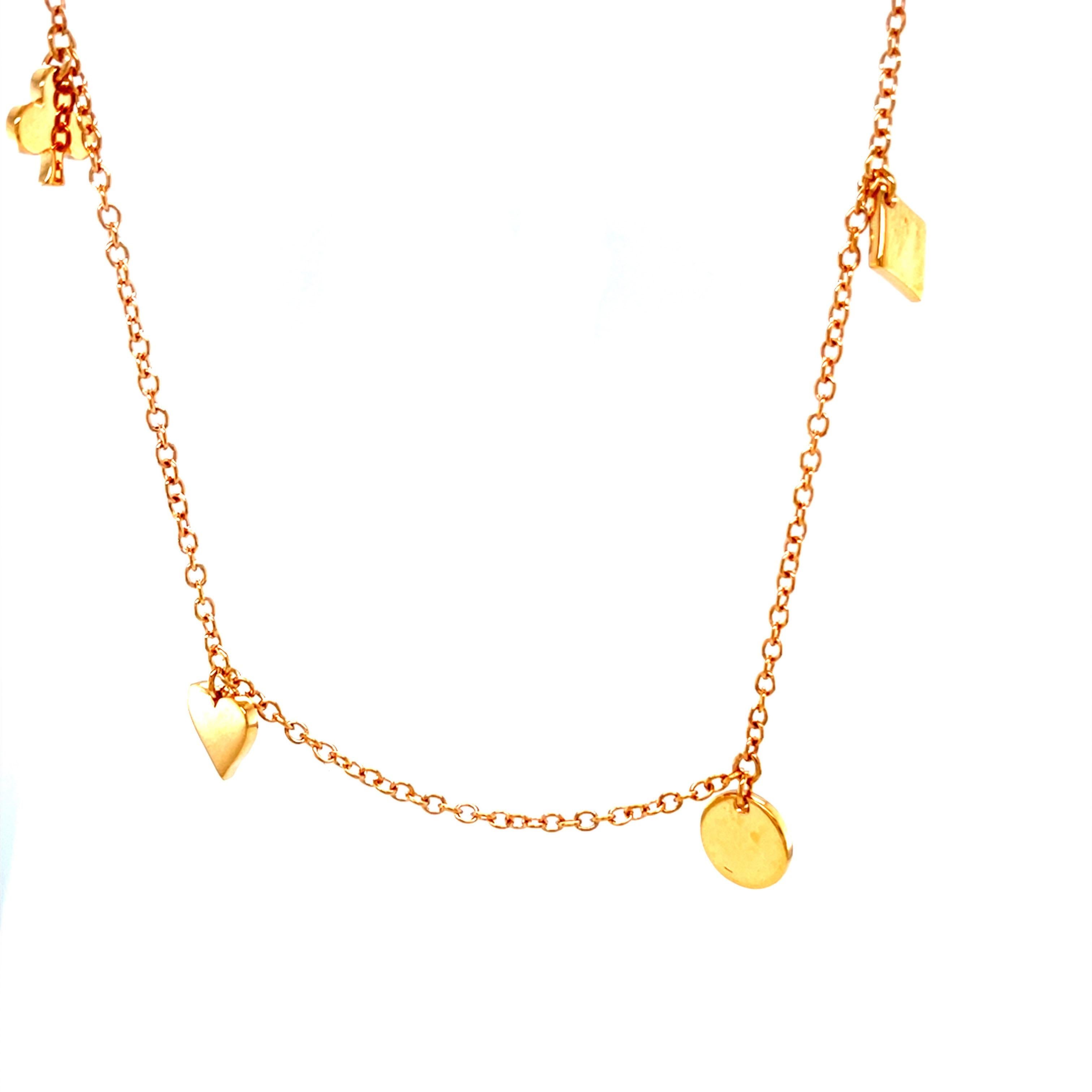 18 Karat Rose Gold Multi Charm Diamond Necklace For Sale 1
