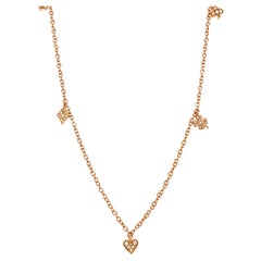 18 Karat Rose Gold Multi Charm Diamond Necklace