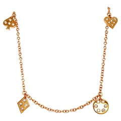 18 Karat Rose Gold Multi Charm Diamond Necklace