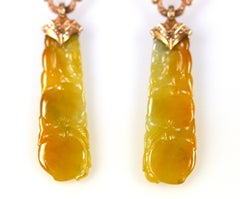 18 Karat Rose Gold Myanmar Jadeite and Diamond Earrings by Christophe Graber