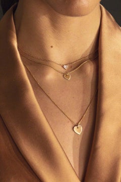 18 Karat Rose Gold Necklace 0.20 Carat White Heart Cut Diamond