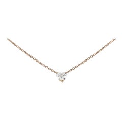 18 Karat Rose Gold Necklace 0.20 Carat White Heart Cut Diamond