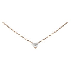 18 Karat Rose Gold Necklace 0.45 Carat White Heart Cut Diamond