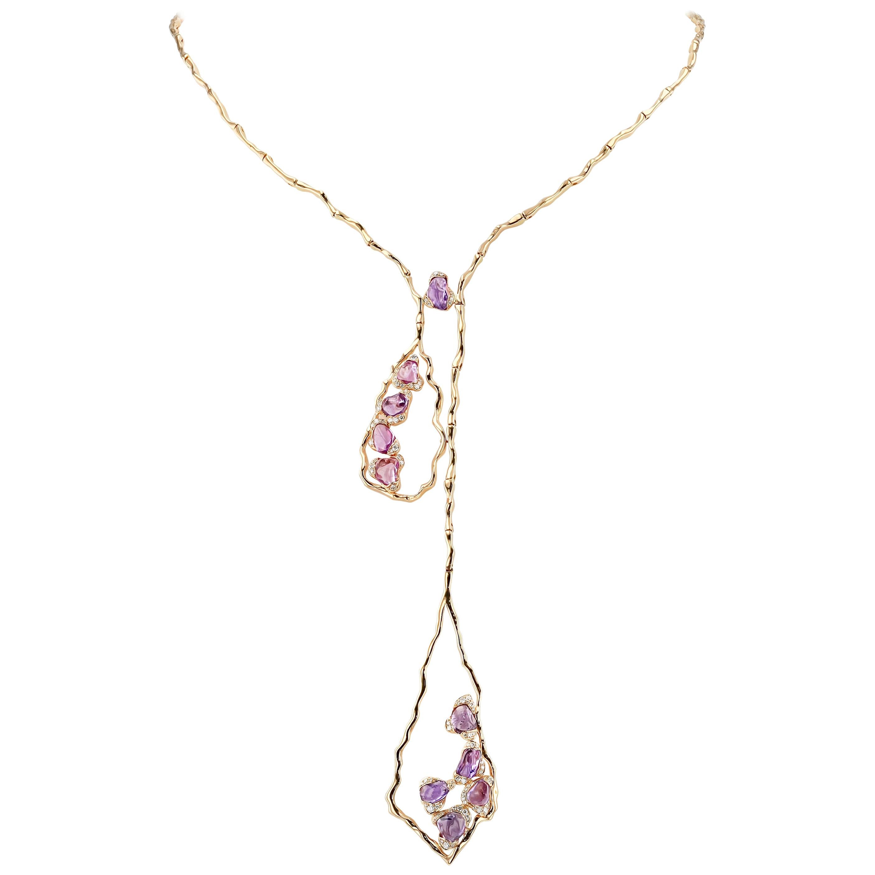 18 Karat Rose Gold Necklace with Pink Sapphires
