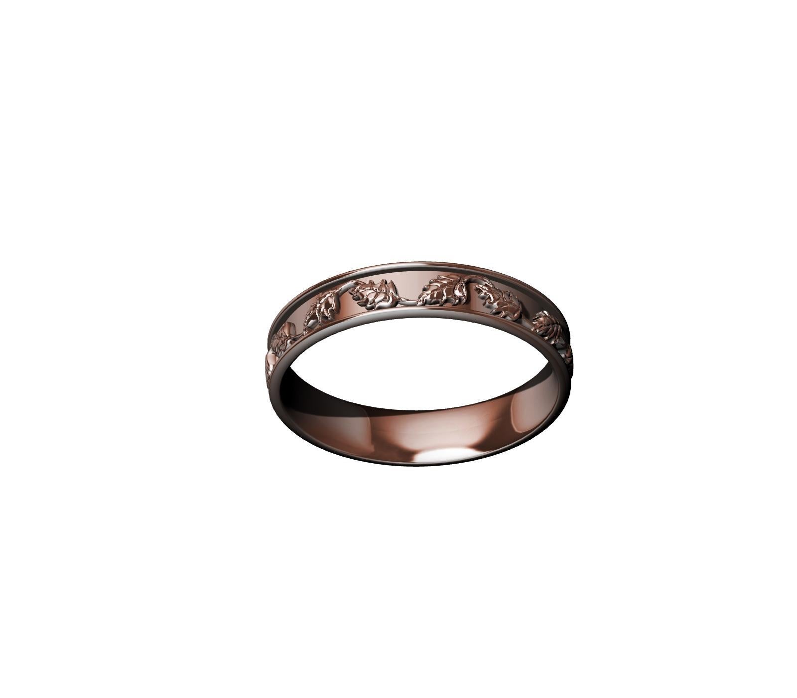 18 Karat Rose Gold Oak Leaf Womens Wedding Band 5
