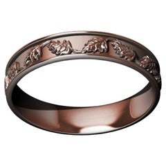 18 Karat Rose Gold Oak Leaf Womens Wedding Band