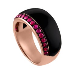18 Karat Rose Gold, Onyx and Ruby Ring