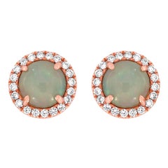18 Karat Rose Gold Opal and Diamonds Earrings '1 3/4 Carat'