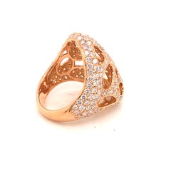 18 Karat Rose Gold Open Work Diamond Ring Made in Italy with Box
