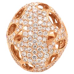 18 Karat Rose Gold Open Work Diamond Ring Made in Italy with Box 18 Karat Rose Gold Open Work Diamond Ring Made in Italy with Box